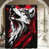 1pc Unique Creative Wolf Pattern Shower Curtain Vivid And Fun Wild Style Bathroom Decoration Polyester Fabric Contains 12 Hooks