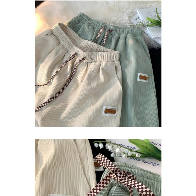 Ice Silk Sports Five Quarter Pants Women Summer High Waist Loose Breathable Large Size Home Wide Leg Shorts Wear