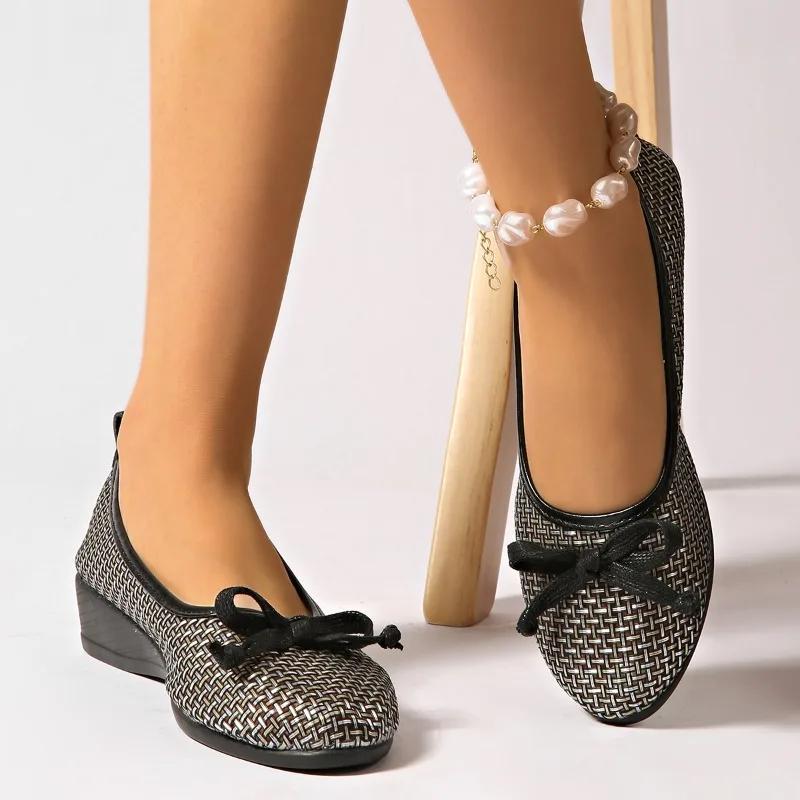 

Туфли-лодочки с вырезом, дышащие, летние, с круглым носком, на плоской мягкой подошве, универсальная женская обувь 36 чёрный