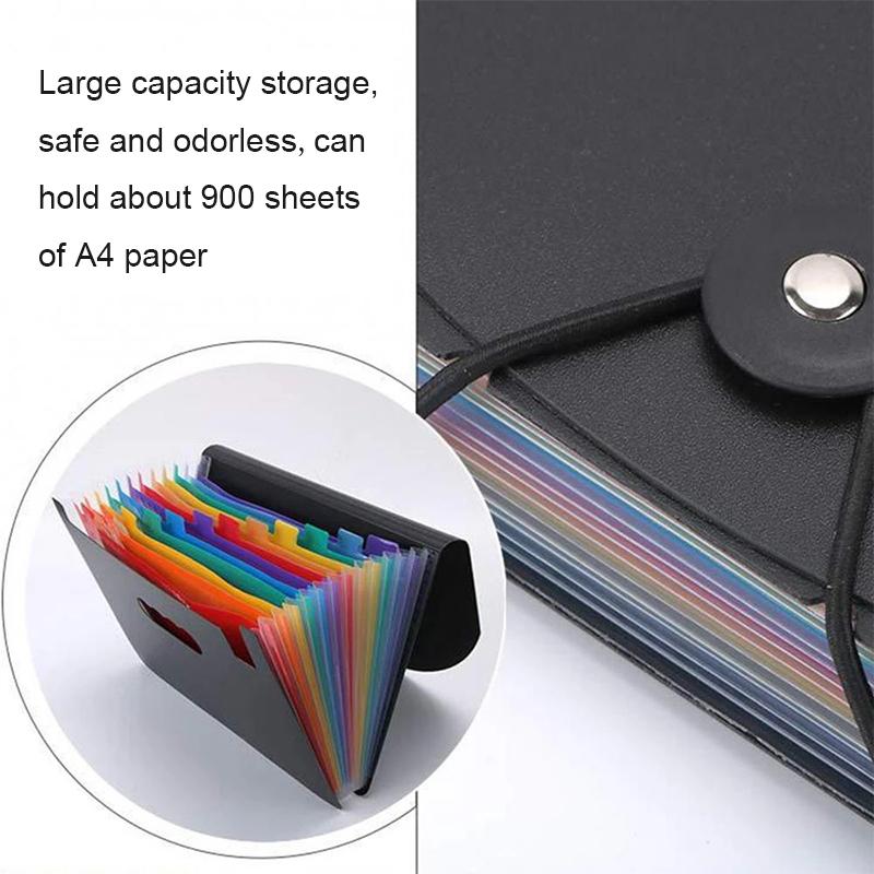 12 Pockets Rainbow Expanding File Folder,A4 Letter Size Documents Organizer,Portable Accordion Folder,Desk Storage for School