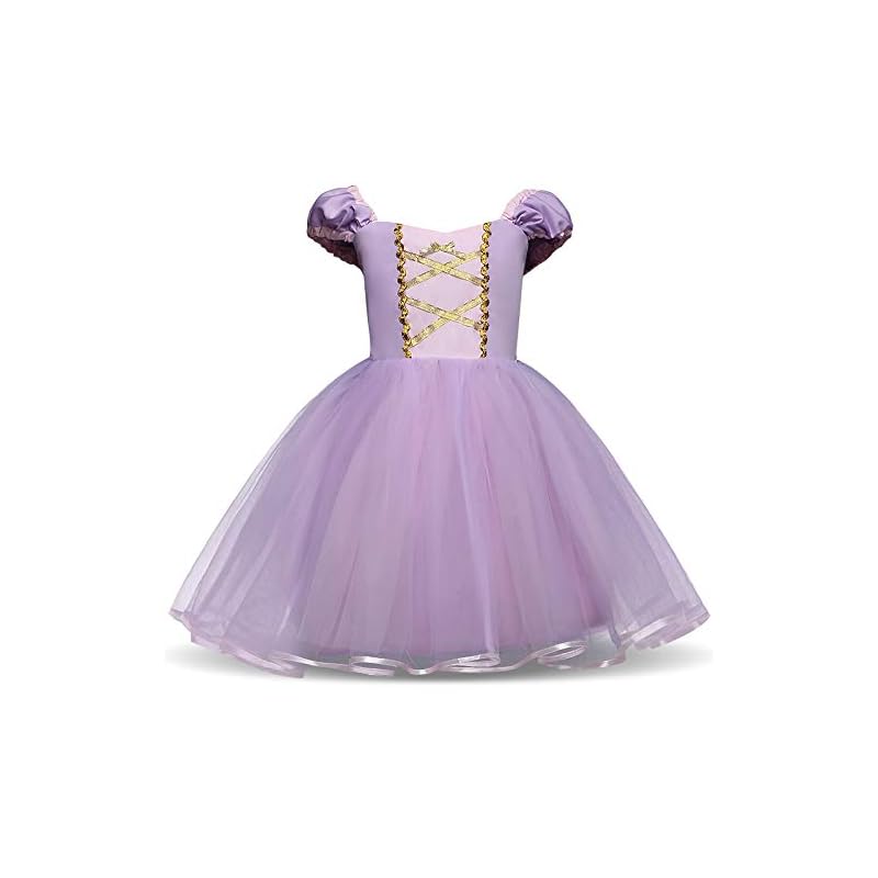 [TaiTas] rochie de prințesă cosplay pentru copii dintr-o singură bucată din tul (130, Rapunzel)