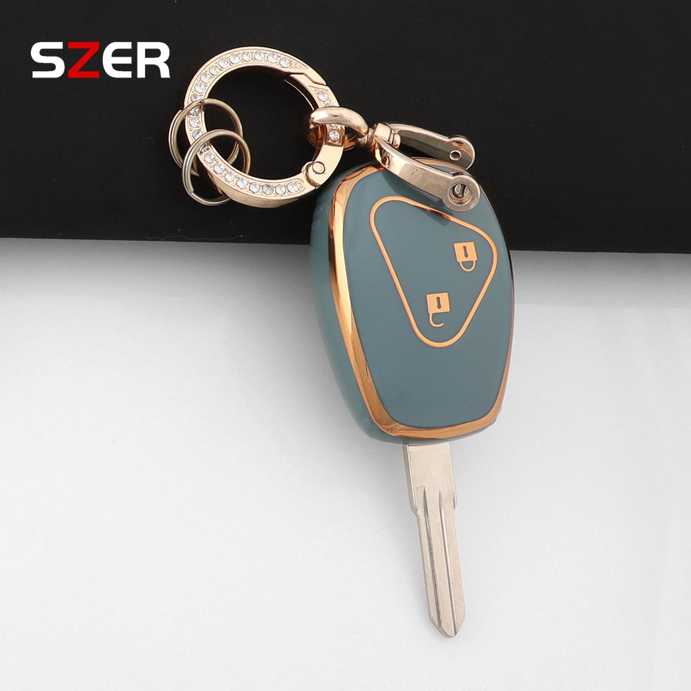For Renault Trafic Clio Duster Logan Dacia Sandero For Nissan Terrano Almera 2 Button Tpu Car Key Case Cover Protector Keychain