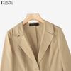 ZANZEA Women Casual Suit Neck Solid Color Long Sleeve Thin Cardigan Blazer