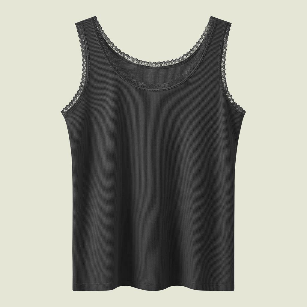 Lace sling vest women's inner and outer summer wear large size slim-fit threaded chest pad thin anti-light bottoming top