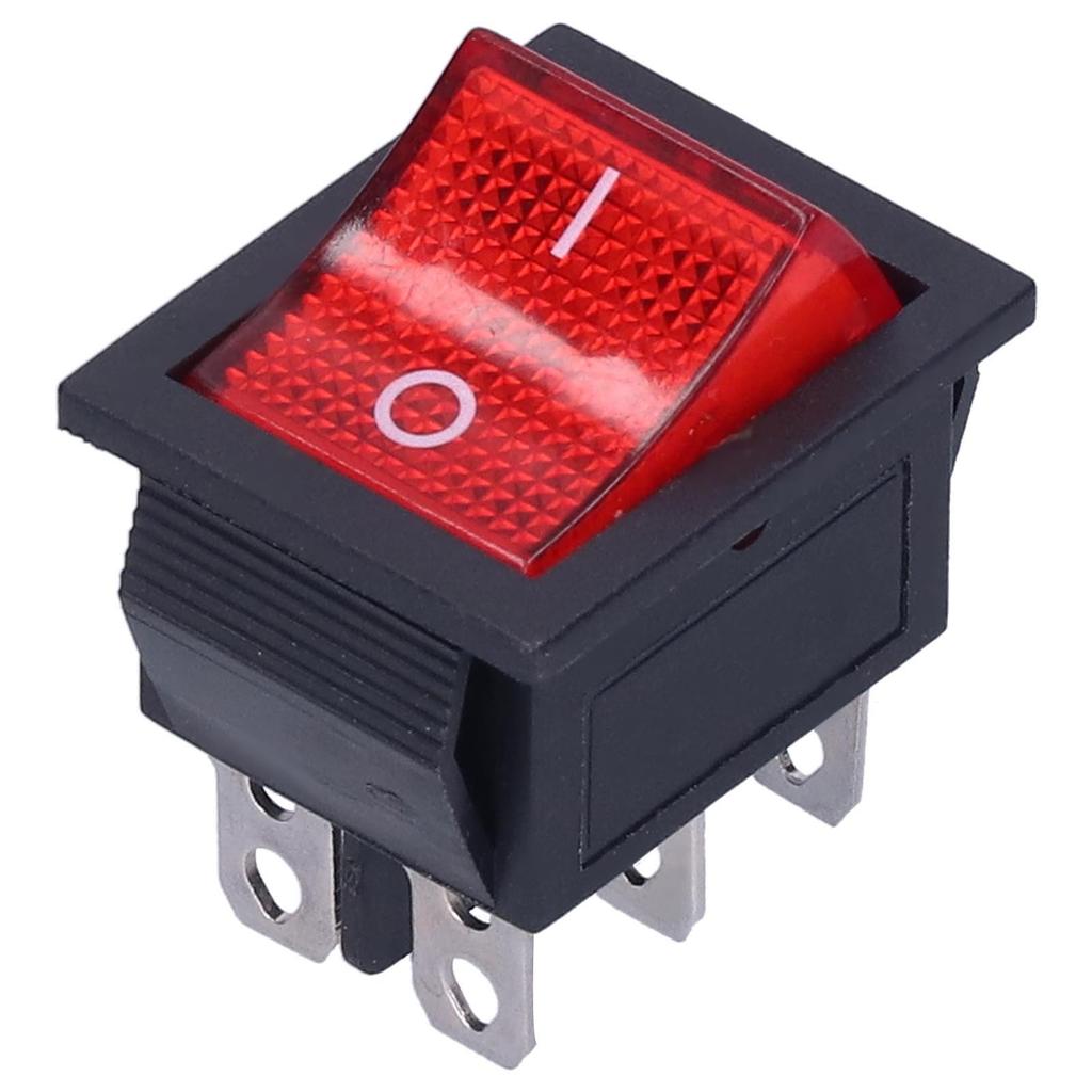 10Pcs Rocker Switch On/Off Red with Light 6‑Pin 2‑Level Power Supply KCD4 15A/250V