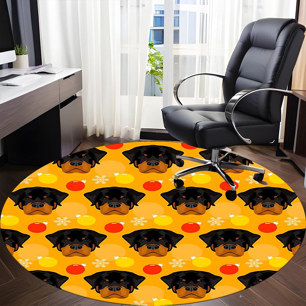 

1pc Rottweiler Chair Carpet for Office, Soft Flannel Throw Mat, Perfect for Office, Holiday Party Decoration Choice yy260320122 80cm by 80cm