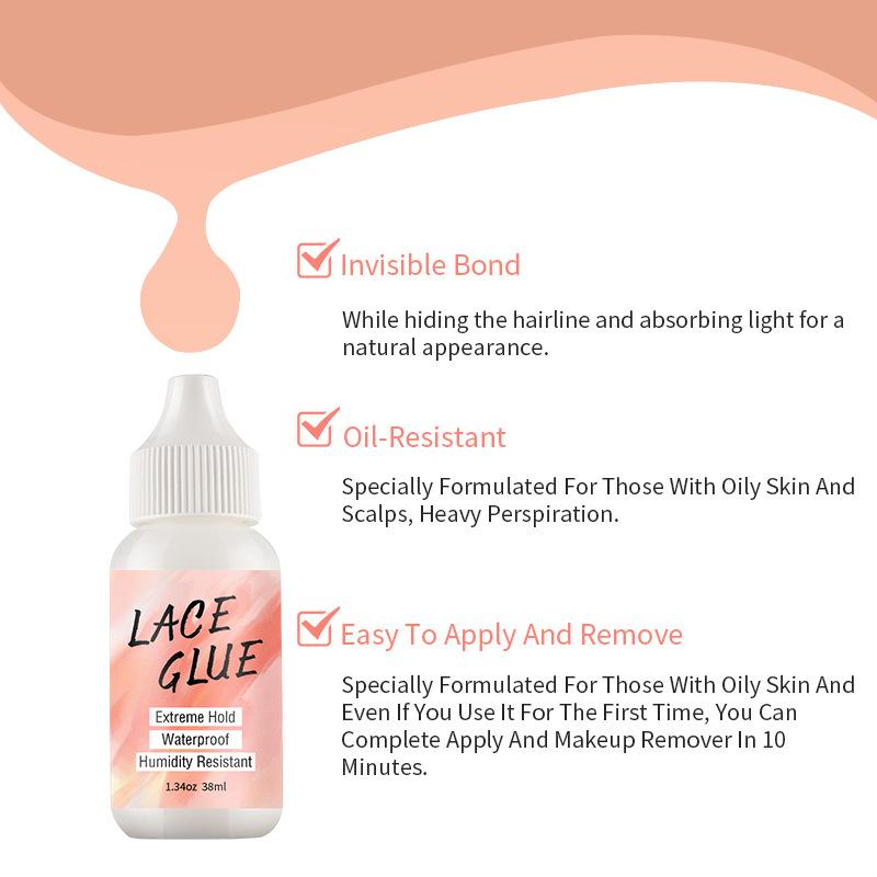 Lace Wig Glue - Extreme Hold, Waterproof & Humidity Resistant for Lace Wigs (38ml with Applicator) Lace Wig Glue Strong Adhesive