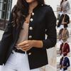 Office Lady Blazer Solid Color Single Breasted Autumn Winter Elegant Slim-fitting Suits Coat for Daily Wear