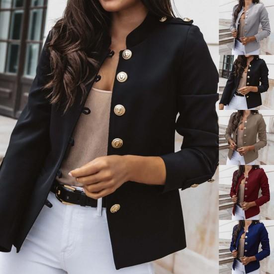 Office Lady Blazer Solid Color Single Breasted Autumn Winter Elegant Slim-fitting Suits Coat for Daily Wear