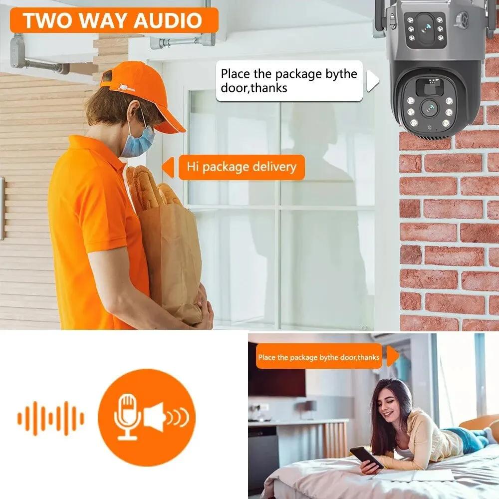 Kamera słoneczna PIR 4G Sim zewnętrzny podwójny obiektyw WiFi 8MP 4K IP Camara Panel słoneczny CCTV V380 Pro ochrona bezpieczeństwa wbudowana bateria