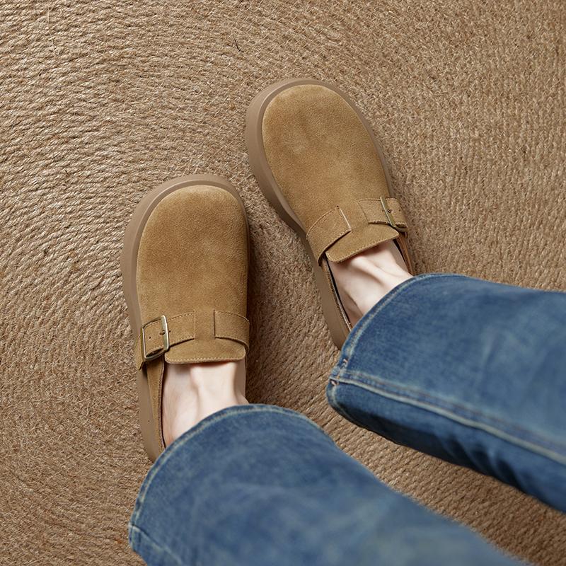 Women's Slippers Thick-soled Mules with Closed Toe for Women Large-size Comfortable Half-slippers Female