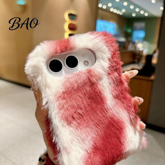 Warm Texture Phone Case Plush for IPhoneDuo, Fuzzy Gradient Color Cover with Soft Touch Autumn Full Protection, Cute Shockproof Foldable Shell, Winter