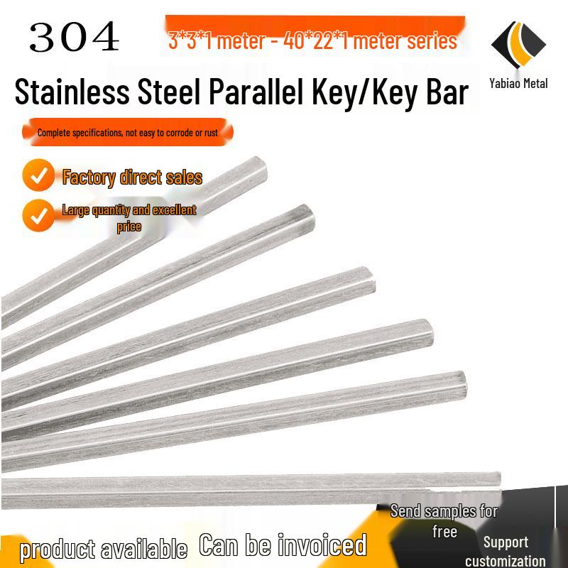 304 Stainless Steel Parallel Key Stock: M6*6, M8*7, M10*8 Standard & Non-standard Square Keys Various Materials, Custom Length