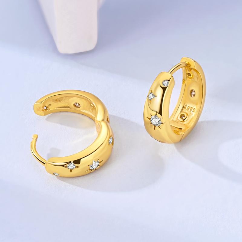 New 925 Silver Earrings Golden Beans Leaf Feather Luminous Elf Hoop Earring For Women Making Jewelry Gift