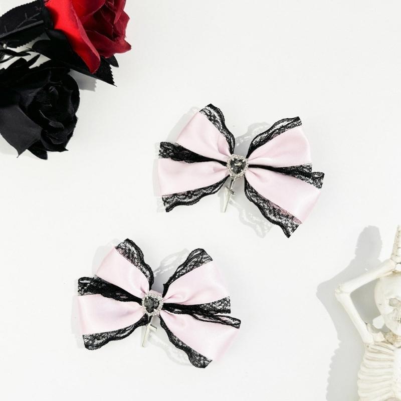 Heart Crosses Lace Hair Clip Fashionable Women's Hairpin Versatiles Hairstyle Clip for Girls and Women