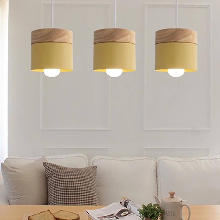 Lampada a sospensione in ferro battuto stile nordico macaron, testa singola in bianco/grigio