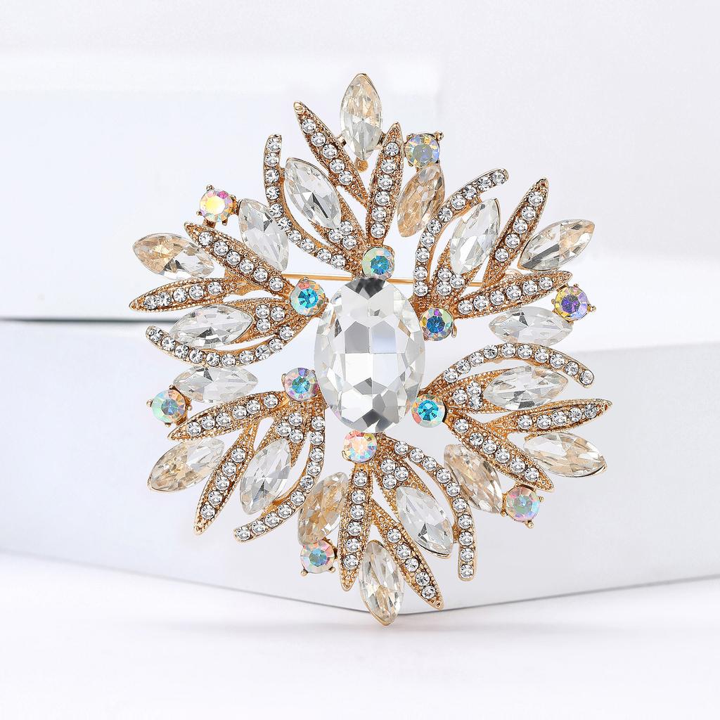 Women Glass Brooch Rhinestone Shining Boutique Decoration Badges Pins