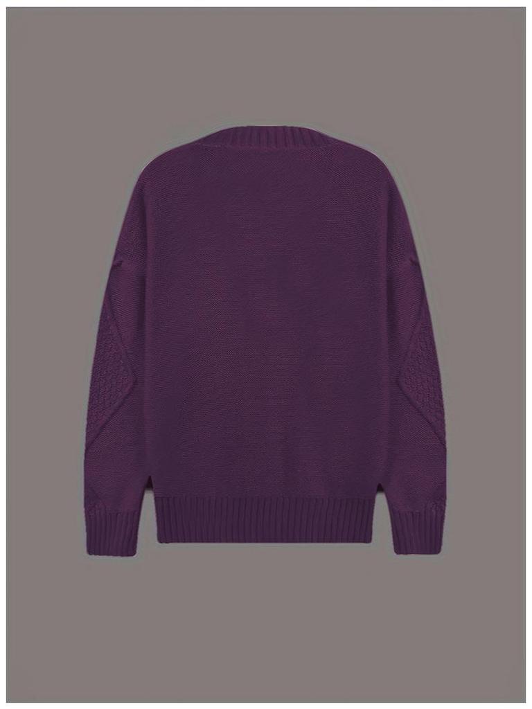 Women's Solid Color V-Neck Long Sleeve Cable Knit Cardigan Sweater Coat