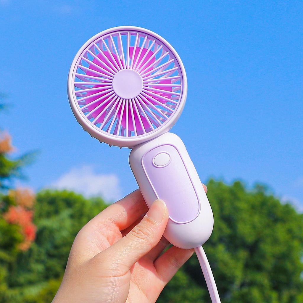 2026 USB Rechargeable Compact Handheld Lanyard Fan - Fresh Style & Portable Gift