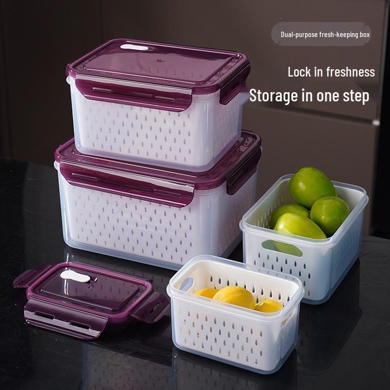 Transparent Large Capacity Kitchen Storage Box - Sealed for Fresh-Keeping Fruits, Vegetables, Meat & Dishes