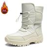 Fashion New Winter Women Boots Warm Plush Mid-Calf Women's Snow Boots Lace-up Outdoor Waterproof Hiking Boots Femme Size 42