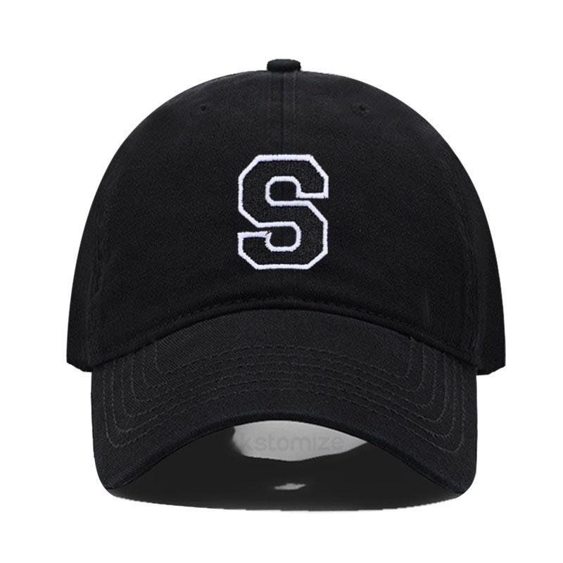 Initial Letter A-Z Black Baseball Cap For Men Womne High Quality Soft Cotton Embroider Fashion Team Sport Visors Snapback Caps