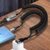 66W Fast Charging Spring Retracted Data Cable Type C 90 Degree Angled Connector For Mobile Phone Multiple Device