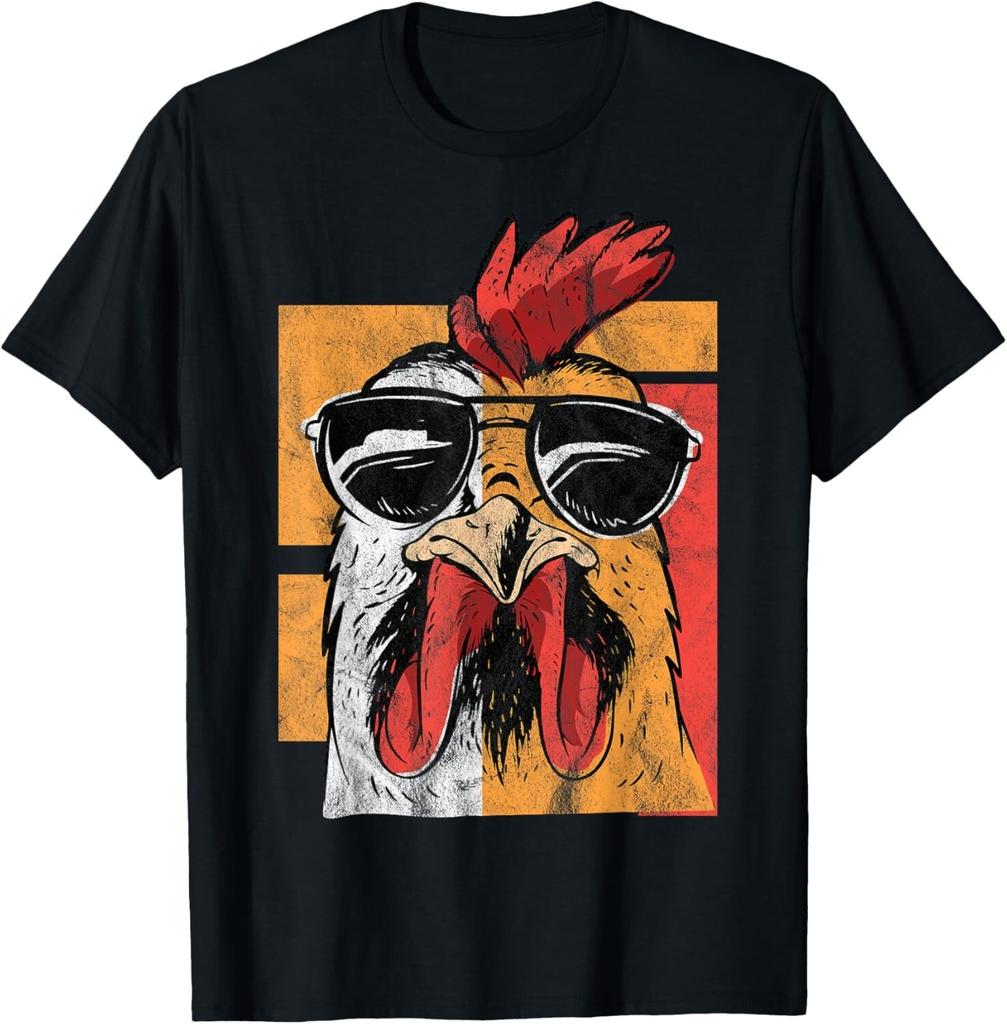 Cool Rooster Wearing Sunglasses Retro Vintage Chicken Gift Unisex T-Shirt