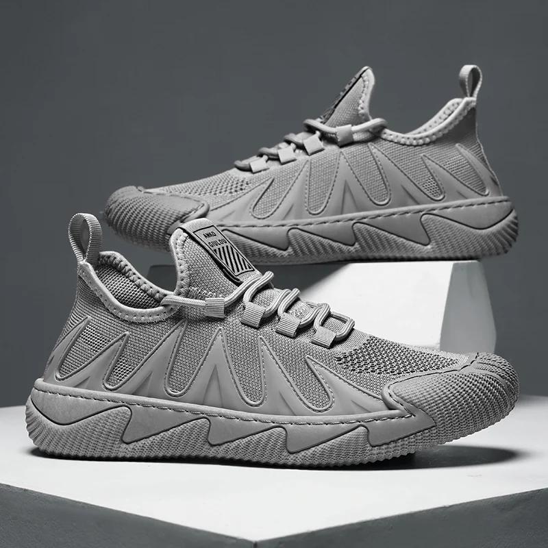 

2025 Spring Men s Lightweight- Flying -Mesh- Shoes -Fitness Shoes Anti-slip Wear Breathable- Running Shoes Sports Casual- Shoes 39 сірий колір