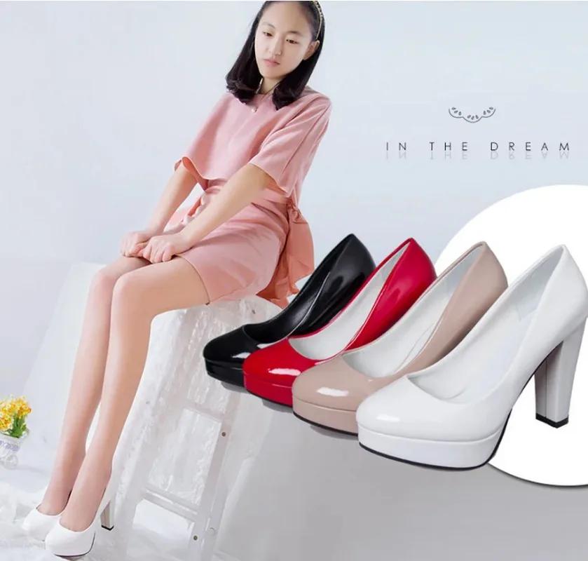 Fashion 2025Women Pumps Shoes Women PU Leather Shallow Slip-On Round Toe High Heels Wedding Party  Shoes Mujer