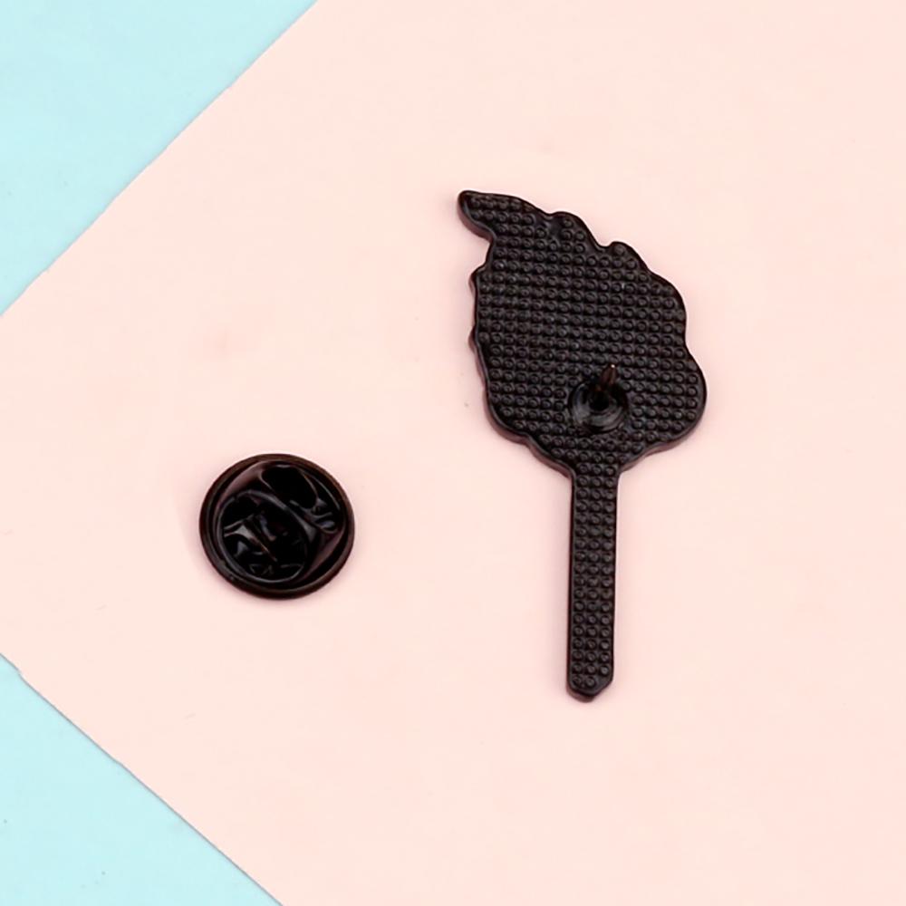 Burning Match Flame Stick Brooch Punk Skull Fire Magical Wand Enamel Pin Gothic Badge Cloth Bag Lapel Pins Jewelry Friends Gifts