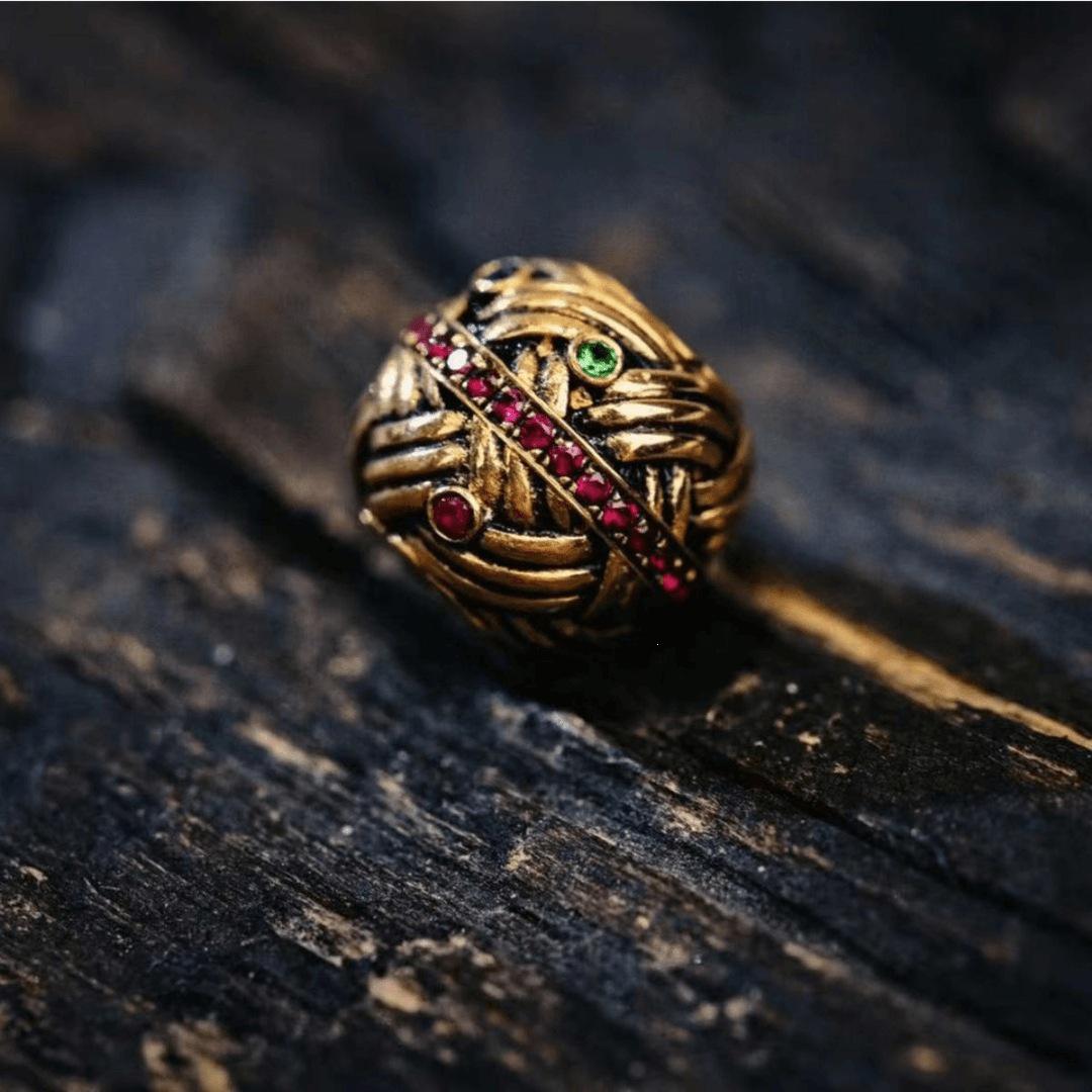 Antique Gold Tibetan-Style Beaded Star Moon Bodhi Ornament Accessory
