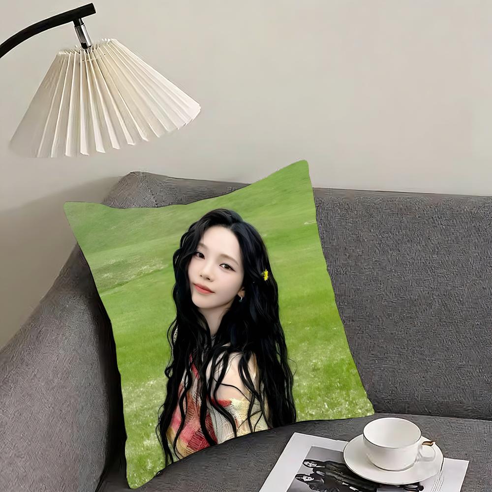 Karina - aespa Cushion Cover Reversible Plush Pillow Cover – For car, sofa, bedroom, perfect as a gift.