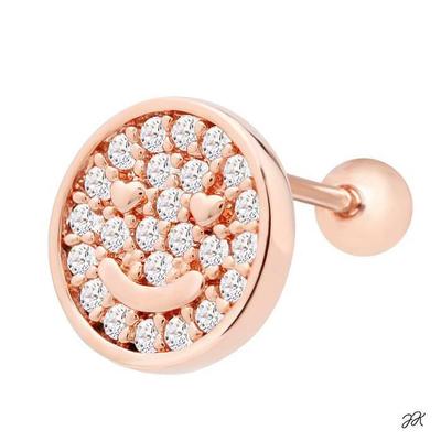 Heart Smile 14K Gold Needle Rose Gold Cubic Round Piercing (S8539152)
