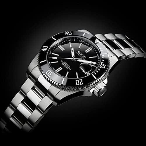 EPOS Men's Silver Watch, 3504BK, 500m Water Resistant, Automatic Diver's Watch with Ceramic Bezel, Sporty Design