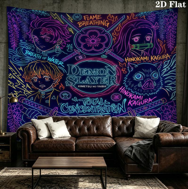 Arazzo da Parete Demon Slayer Appeso Estetico alla Parete Coperta in Tessuto Stampato Arazzi Decorativi per Camera da Letto Soggiorno Decorazione per la Casa
