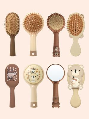 Milk Tea Bear Cute Hair Comb Anti-static Curly Hair Mini Portable Travel Comb Hairbrush Kids Girls Comb Hair Brush Styling Tools