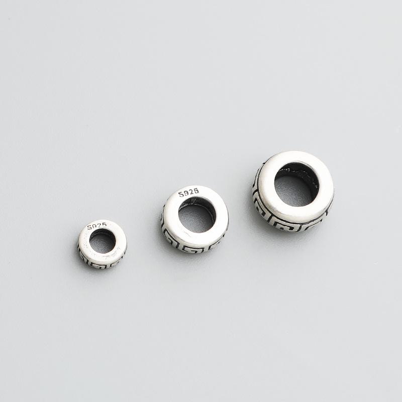 S925 Sterling Silver Swastika Spacer Beads for DIY Braided Cord Bracelet