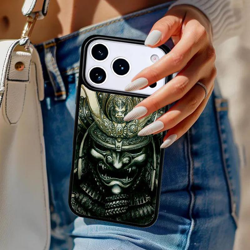 Samurai Mask Helmet soft Phone Case For iPhone 17 Air 14 15 13 12 Max Cover For Apple 16e 11 Pro Max Plus Coque