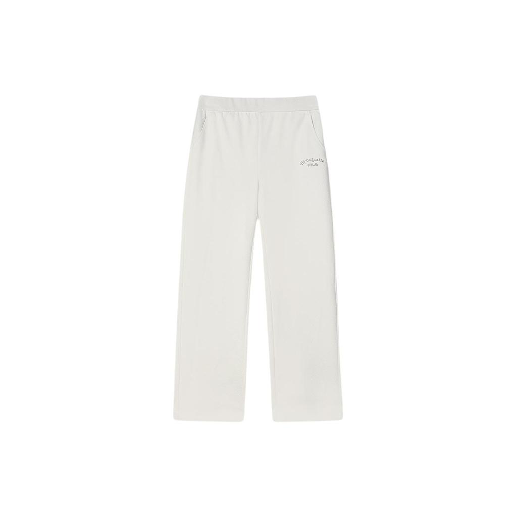 FILA Embroidered Logo Print Casual Wide-Leg Knitted Sports Pants Women bottoms Jade-White F11W418607F-IV