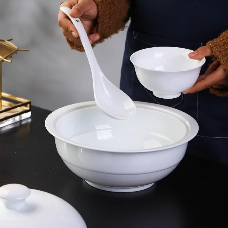 Haoya Jingdezhen Underglaze Ceramic Soup Bowl with Spoon