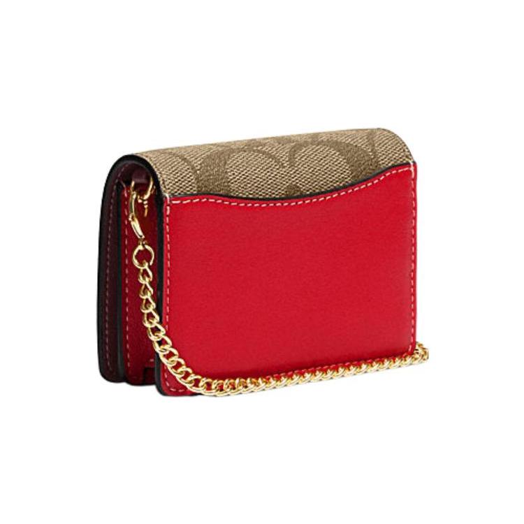 New COACH Cow Leather Shoulder Bag, Crossbody Bag, Wallet Mini Women's Brown & Red CH355-IMVGQ