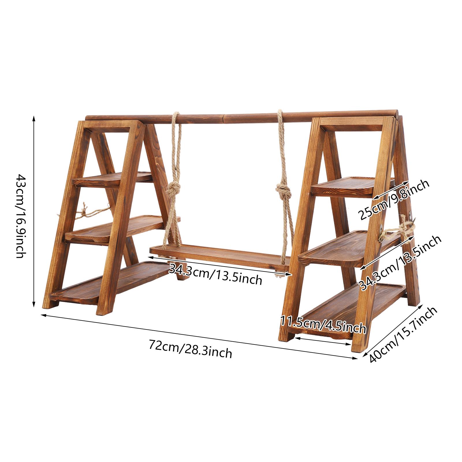 

Wooden Serving Tray 3-Tiers Wood Cupcake Stand Wooden Serving Platters and Trays Wood Dessert Table Swing fo Party Decor Table