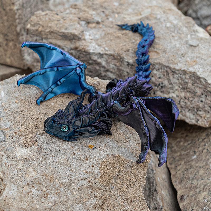 1Pcs 3D Printing Flying Dragon Wing Handicraft Ornaments Figurine Art Deco Resin Dragon Sculpture Tabletop Animal Theme Decor