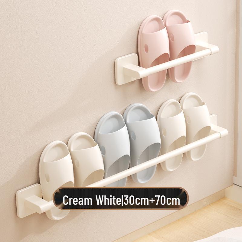 Punch-Free Wall-Mounted Bathroom Slipper Rack and Draining Storage Hanger