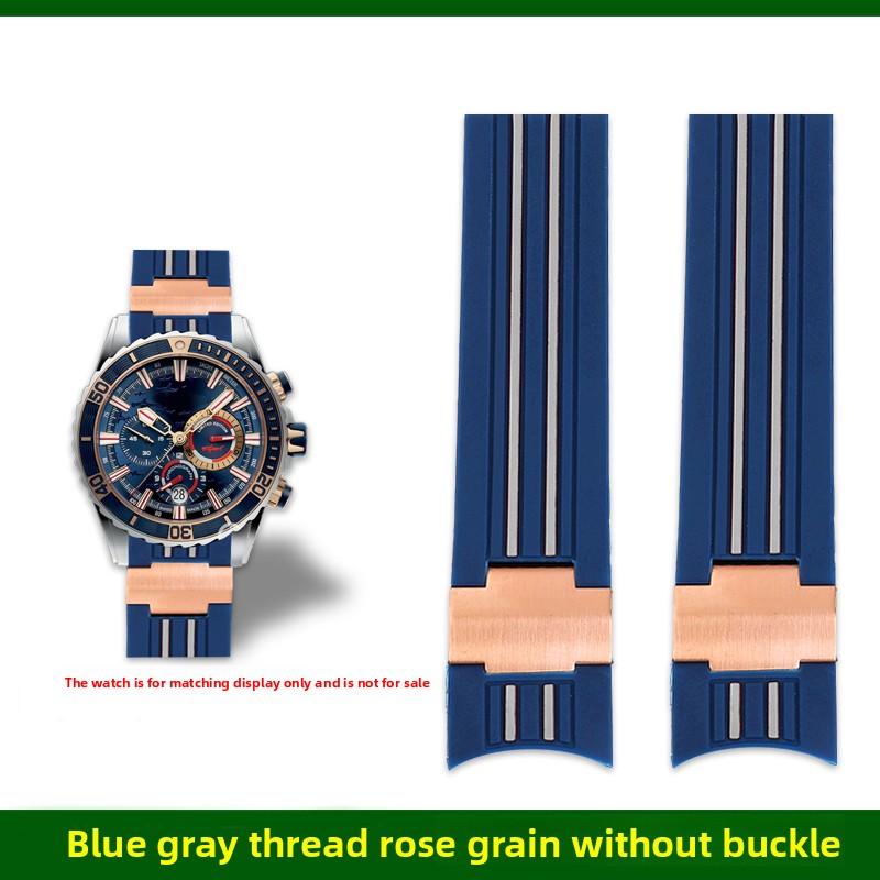 Natürliches Gummi Uhrenarmband 22mm Gebogen für Ulysse Nardin 263-10-3/93 263 DIVER Silikonarmband Faltschließe Wasserdichte Armbänder