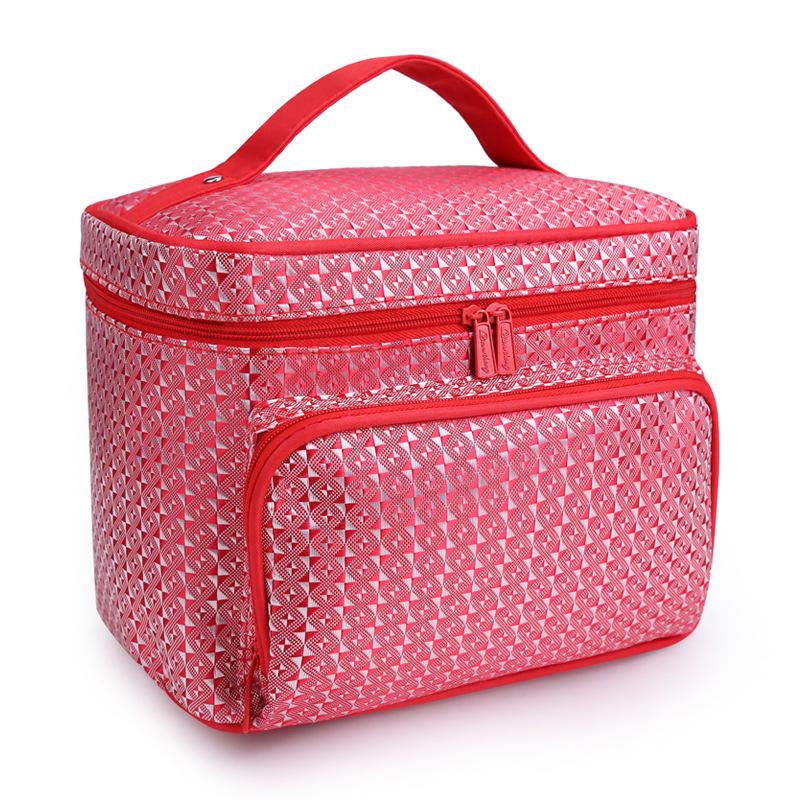 Foldable Jacquard Fabric Large Women's Makeup & Jewelry Travel Toiletry Bag