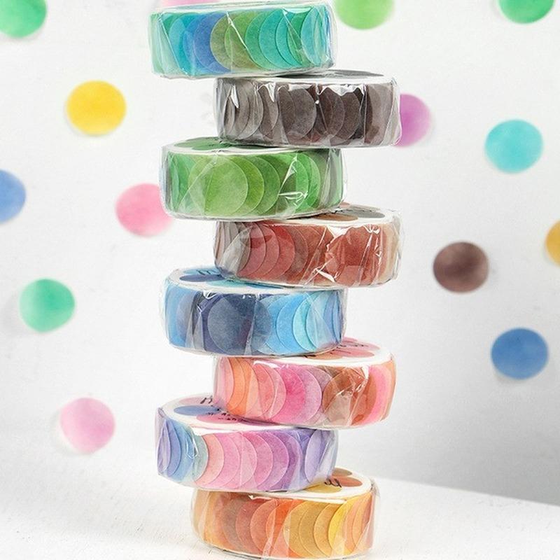 2 Rollen 14*14mm Hartbonbon Punktfarbe Washi Journaling Schreiben Erinnerung Washi Tape Deko Geschenk Etikett Ins Abdeckbänder Leicht zu reißen