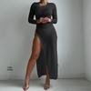 2024 Beach Vacation Mesh Swimsuit Long Cover-Up Dress - Sexy Round Neck Transparent Bikini Cover-Up