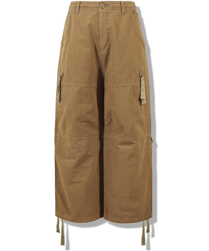 GUBIN Vintage Washed Tail Pocket Cotton Pants - Beige